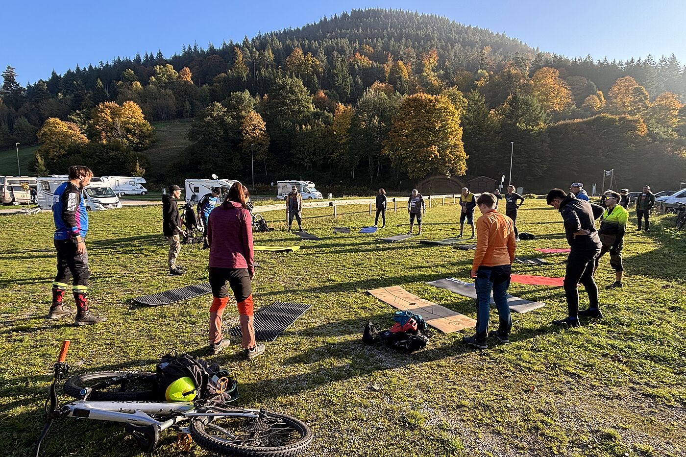Aufwärmen vor der Tour MTB Reutlingen