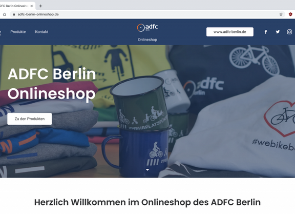 ADFC Berlin Onlineshop Homepage des ADFC Berlin Onlineshops