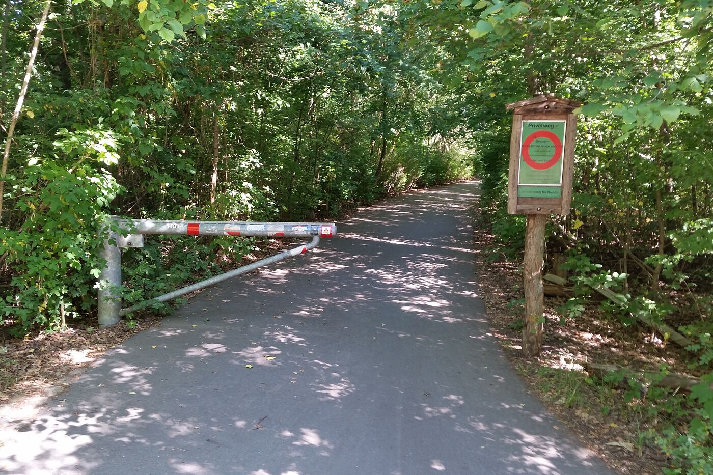 d2 Halbschranke hinter einer scharfen Rechtskurve.