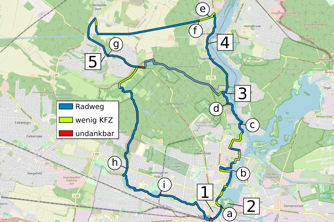 Kartenansicht Kartenansicht der Tour durch Nordspandau