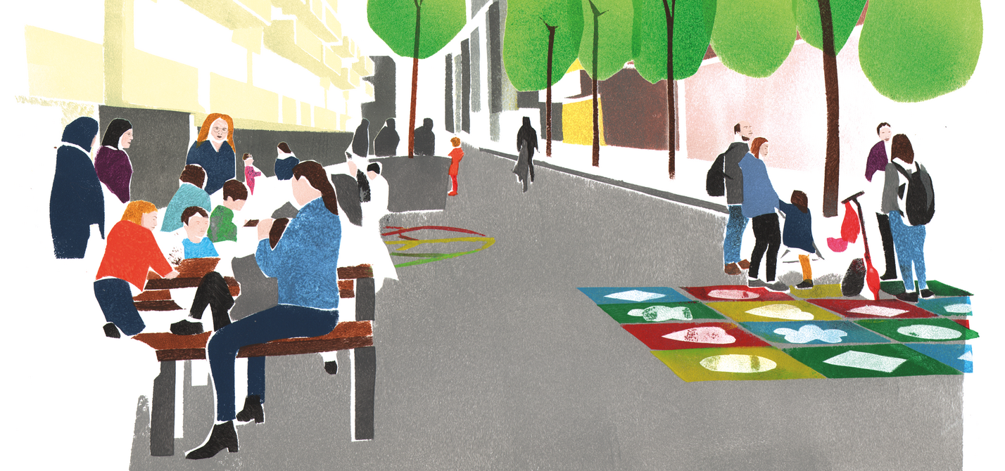 Innorad_Superblocks Aus raus, Leben rein. Paris, Wien, Madrid zeigen bereits: Wer den Kfz-Verkehr aktiv einschränkt, schafft mehr Lebensqualität für alle.