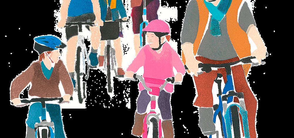 Radfahren Gruppe Illustration Radfahren Gruppe Illustration